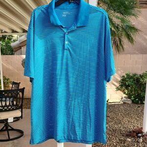 Nike Golf Tour Performance Teal Striped Polo Shirt. Dri-fit Mens XXL.